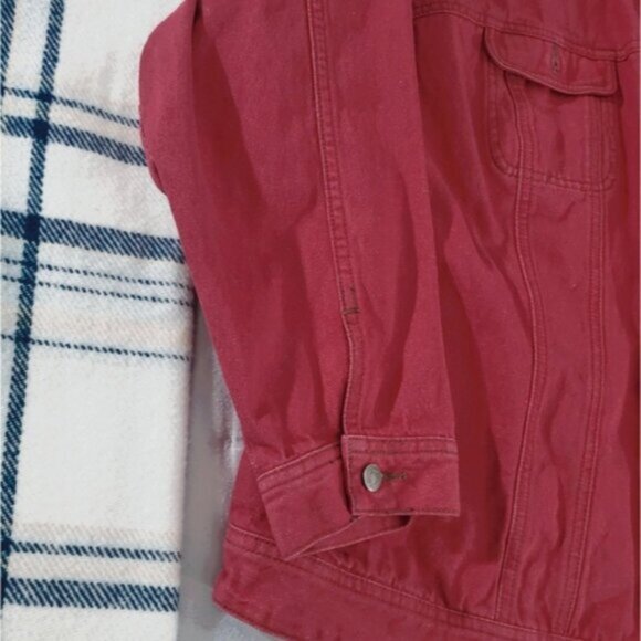 Vintage COTTON GINNY PLUS- Red Heather Denim Jacket- Large - Picture 14 of 16